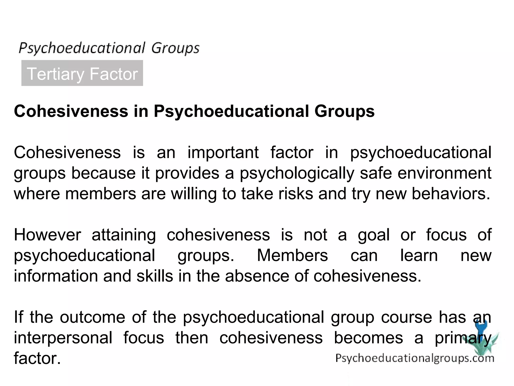 Curative Factors in Psychoeducational Groups | PPT