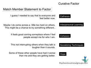 Curative Factors in Psychoeducational Groups | PPT