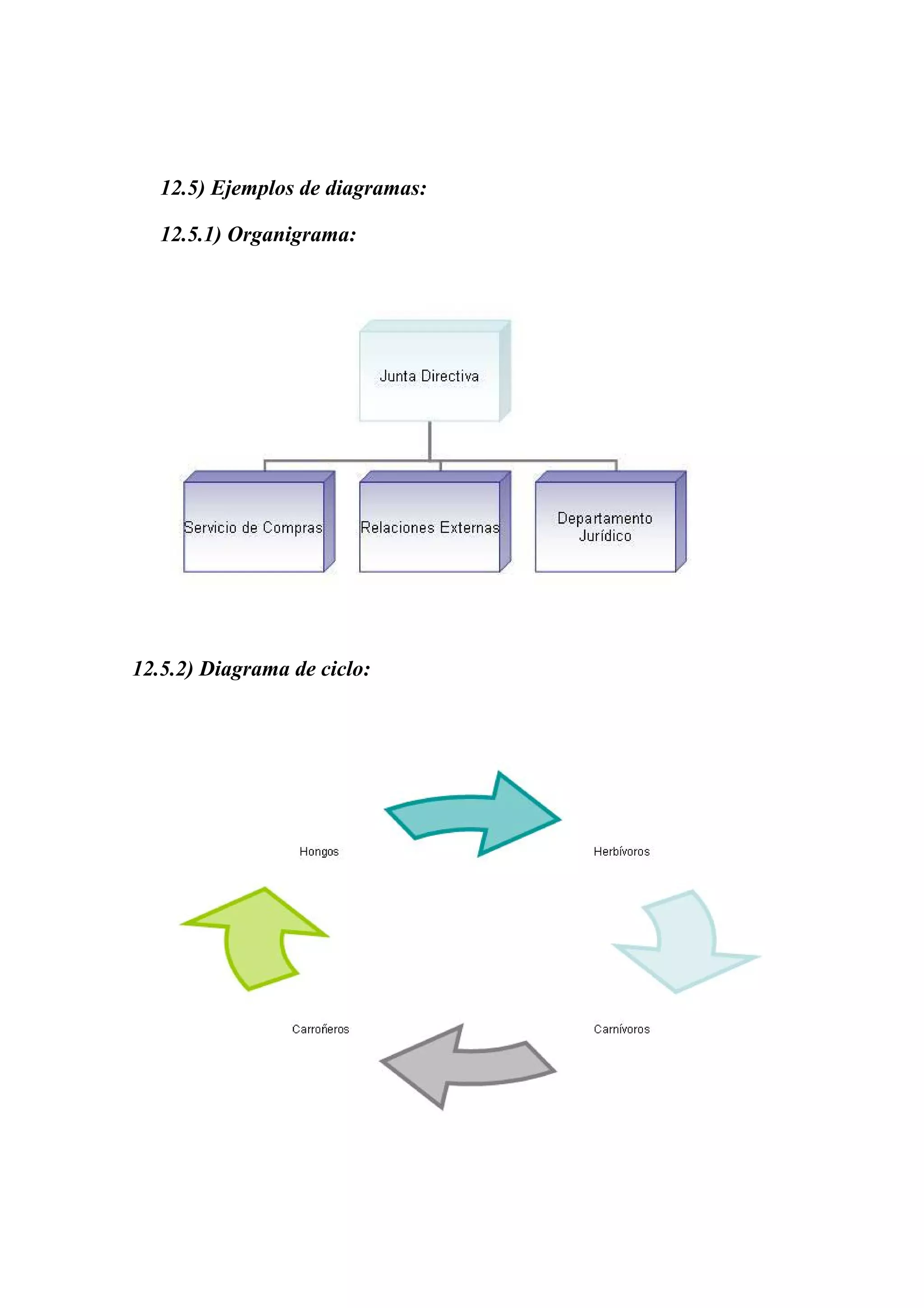 12.5) Ejemplos de diagramas:
12.5.1) Organigrama:

12.5.2) Diagrama de ciclo:

 