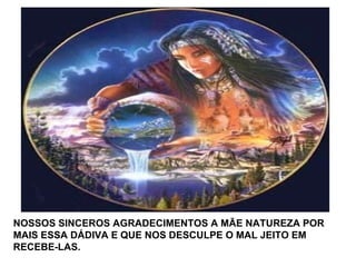 NOSSOS SINCEROS AGRADECIMENTOS A MÃE NATUREZA POR MAIS ESSA DÁDIVA E QUE NOS DESCULPE O MAL JEITO EM RECEBE-LAS. 