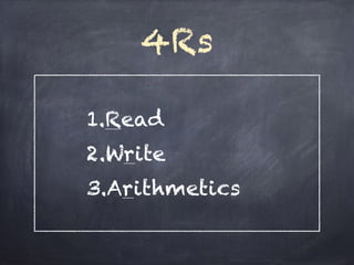 4Rs
1.Read
2.Write
3.Arithmetics
 