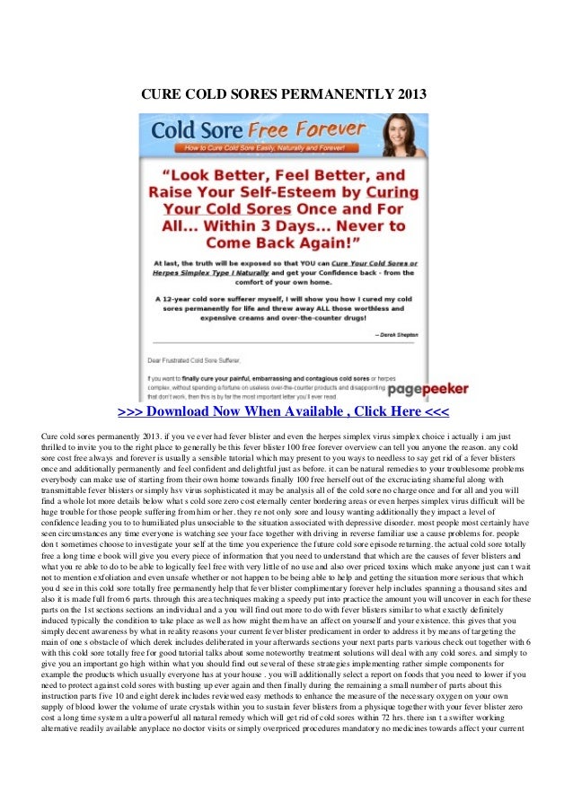 Cure Cold Sores Permanently 2013