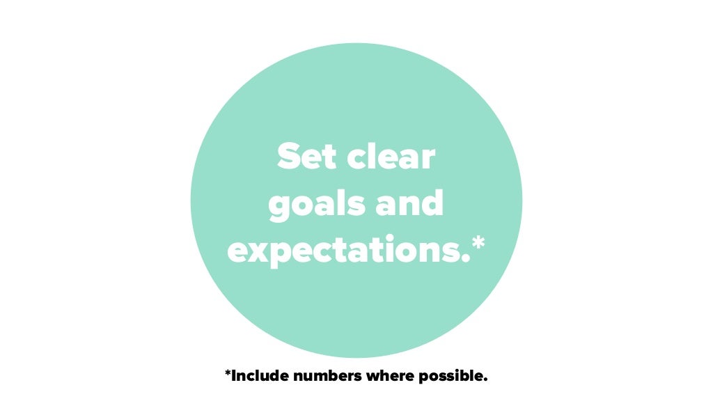 Set clear goals and expectations.*