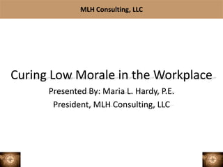MLH Consulting, LLC




Curing Low Morale in the Workplace
      Presented By: Maria L. Hardy, P.E.
       President, MLH Consulting, LLC
 