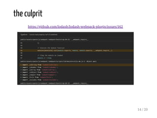 the culprit
https://github.com/lodash/lodash-webpack-plugin/issues/162
14 / 20
 