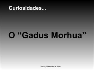 O “Gadus Morhua” -clicar para mudar de slide- Curiosidades... 