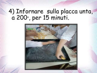 4) Infornare sulla placca unta,
a 200°, per 15 minuti.
 