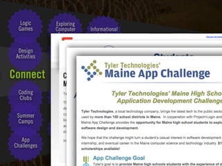 Clearly Ambiguous
BEST IN MAINE
Sebasticook Valley MS  
Rare Animal Preservation App
Gray-New Gloucester HS 
Trail Tracker App 
 