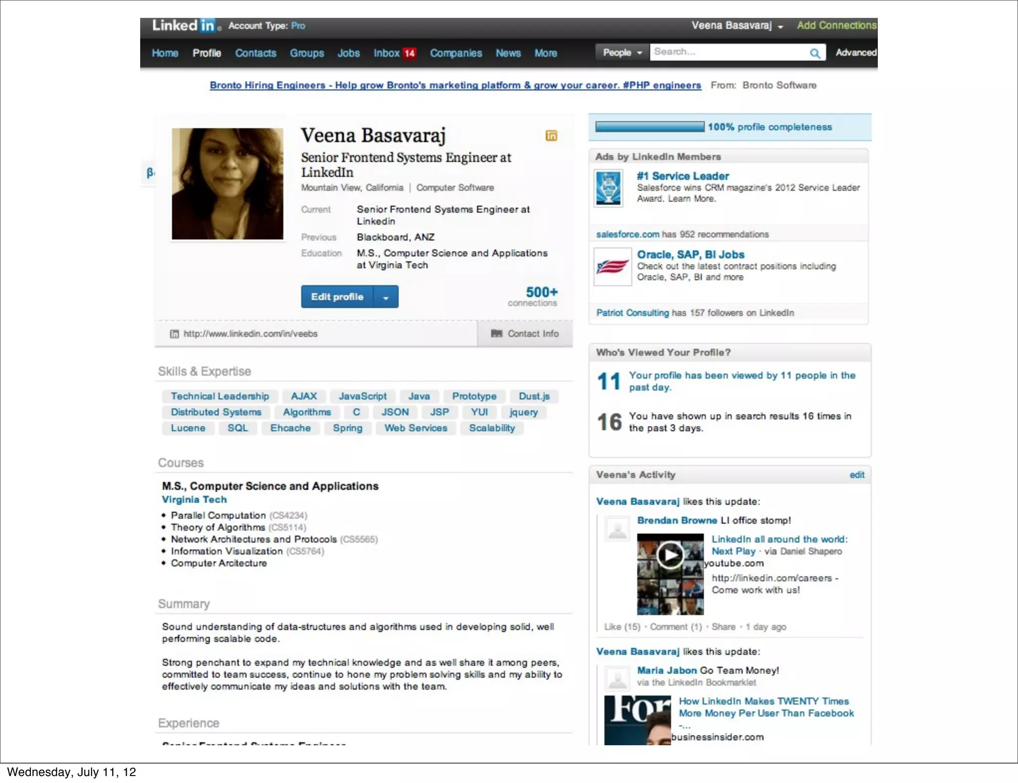 Proﬁle Page




Wednesday, July 11, 12
 