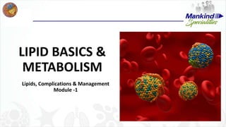 LIPID BASICS &
METABOLISM
Lipids, Complications & Management
Module -1
 