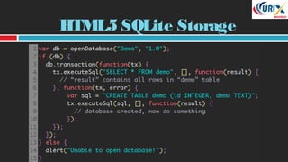 HTML5 SQLite Storage
 