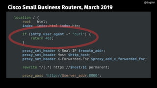 Cisco Small Business Routers, March 2019
@bagder@bagder
 