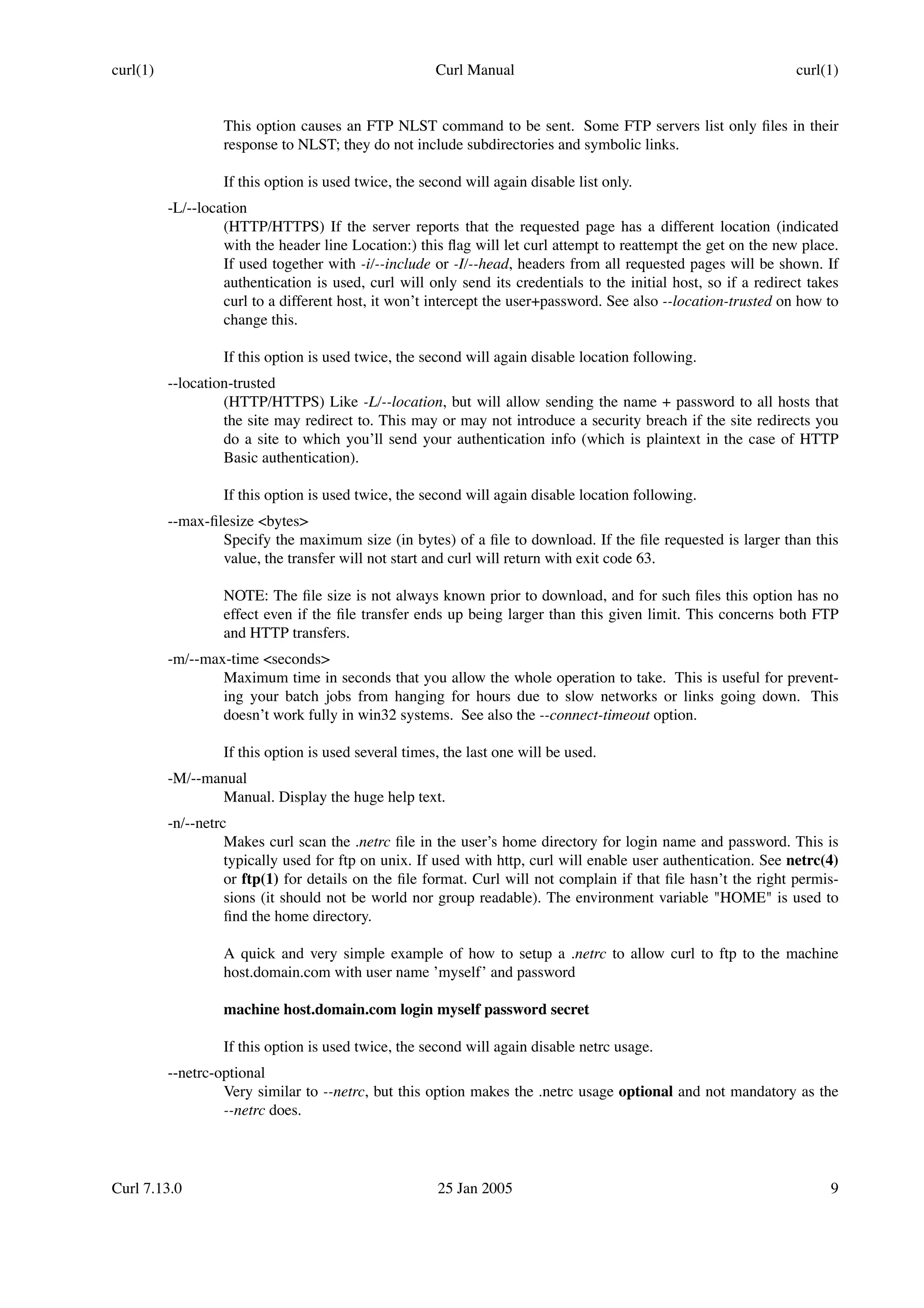 curl manual