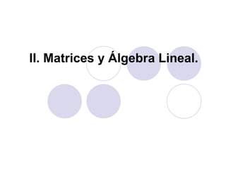 II. Matrices y Álgebra Lineal.
 