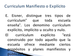 Currículum manifiesto, currículum oculto y currículum nulo[1] | PPT