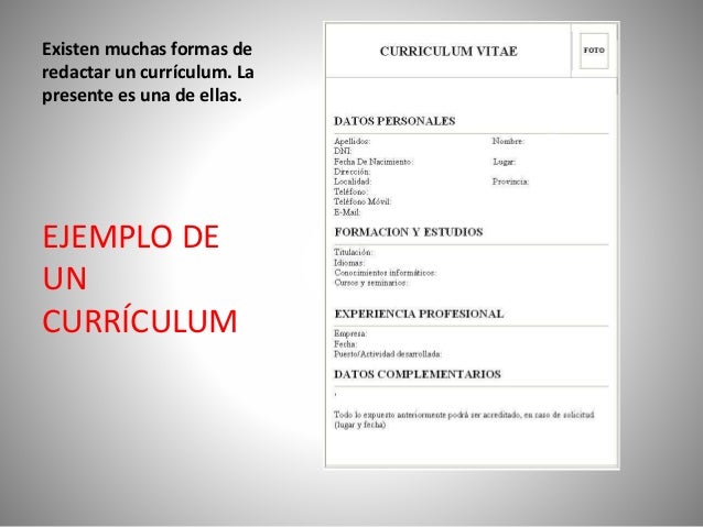 Currículum vitae y carta de solicitud de empleo