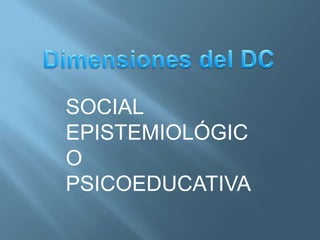 SOCIAL
EPISTEMIOLÓGIC
O
PSICOEDUCATIVA
 