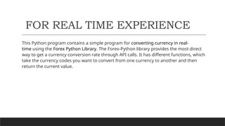 CURRENCY CONVERTER PPT in language python | PPSX