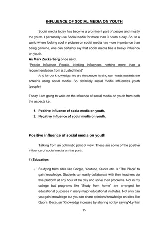 impact of social media on youth | PDF