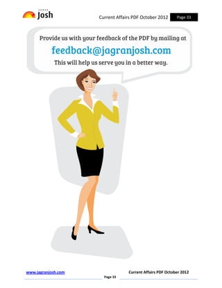 Current Affairs PDF October 2012      Page 33




www.jagranjosh.com                Current Affairs PDF October 2012
                       Page 33
 