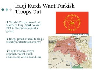 Iraqi Kurds Want Turkish Troops Out Above:  PKK Flag ,[object Object],[object Object],[object Object]