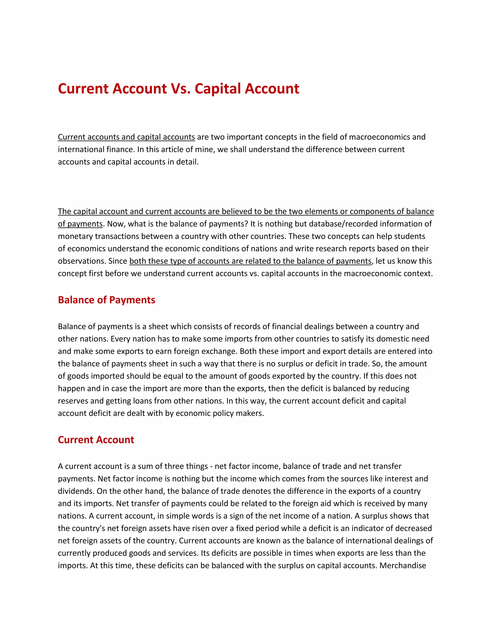 Current account vs capital account PDF