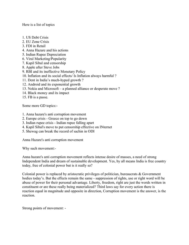 Gd Topics DOC Gd topics doc