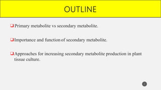 Current approaches toward production of secondary plant metabolites | PPTX