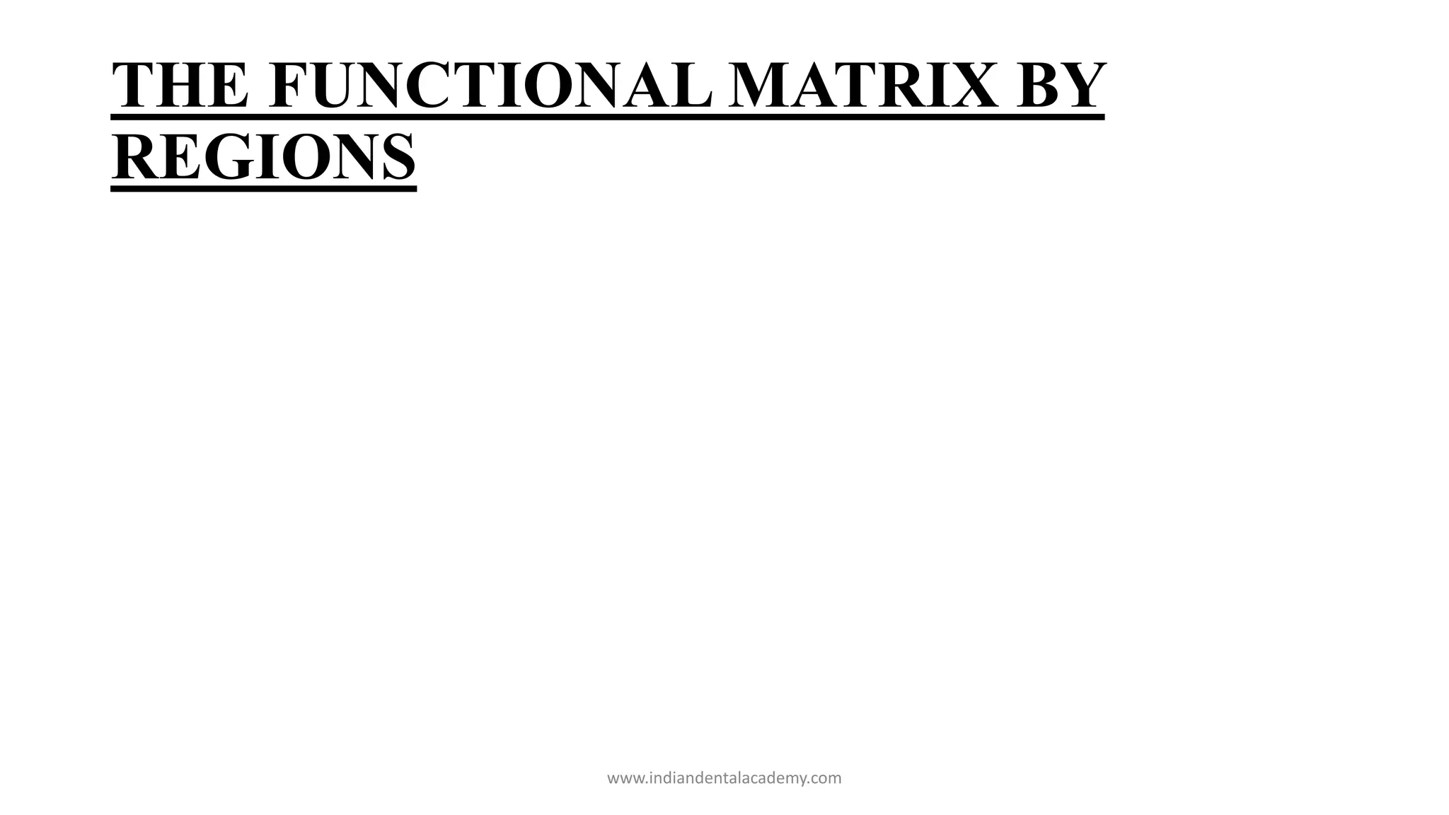 THE FUNCTIONAL MATRIX BY
REGIONS
www.indiandentalacademy.com
 