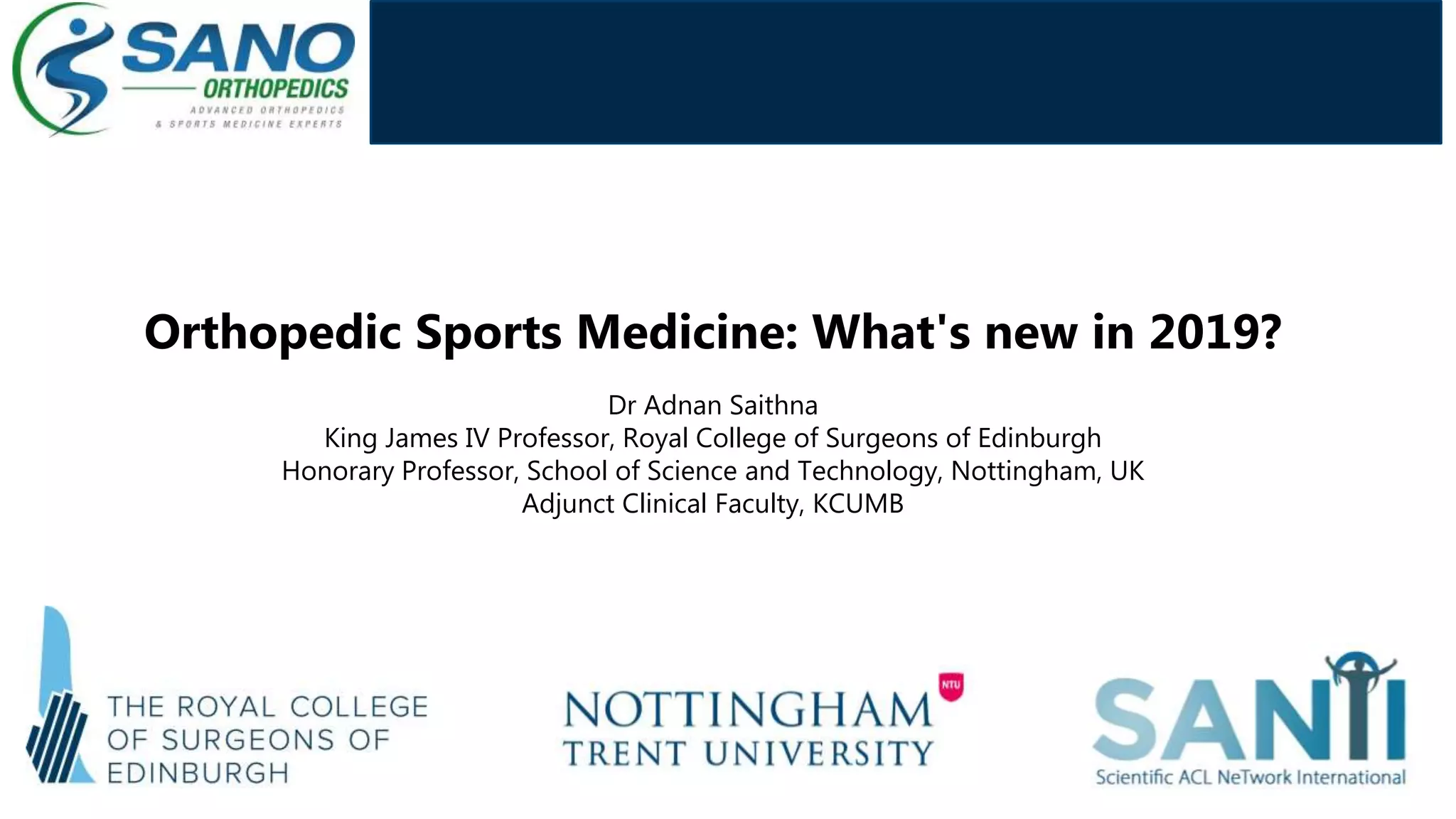 Current Concepts in Orthopedic Sports Medicine | PPTX
