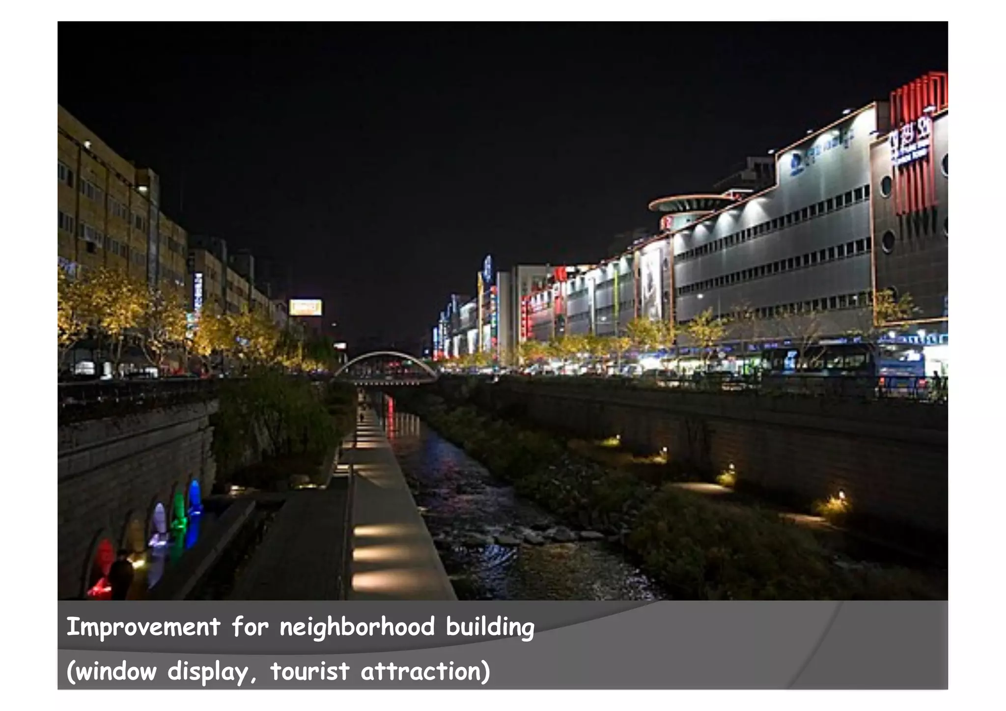 Improvement for neighborhood building
(window display, tourist attraction)
 