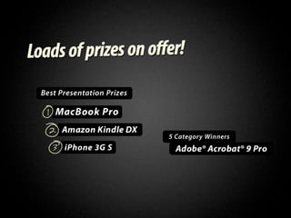 Special prizes for best Acrobat 9
presentation. Enter your Acrobat PDF
      Portfolio in the contest.
 