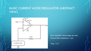 BASIC CURRENT MODE REGULATOR (ABSTRACT
VIEW)
Error amplifier: three-stage op-amp
Current DAC modularity: 1 µA
Vbg: 1.2 V
 
