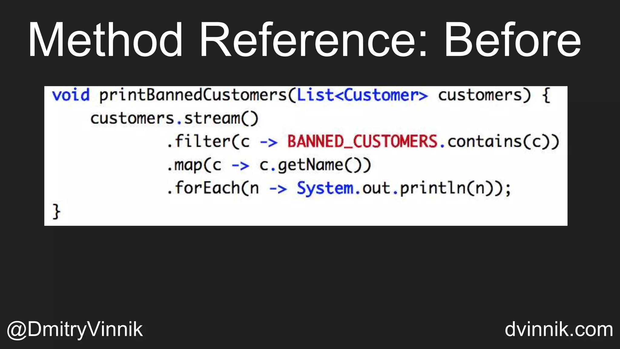 Method Reference: Before
@DmitryVinnik dvinnik.com
 