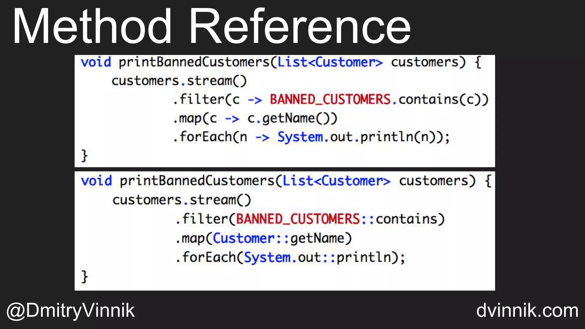 Method Reference
@DmitryVinnik dvinnik.com
 