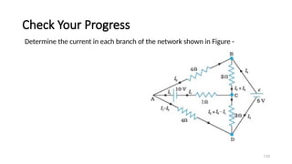 Check Your Progress
133
Determine the current in each branch of the network shown in Figure -
 