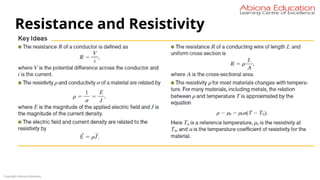 Copyright Abiona Education
Resistance and Resistivity
 