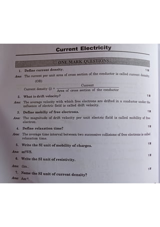 important question of current electricity
