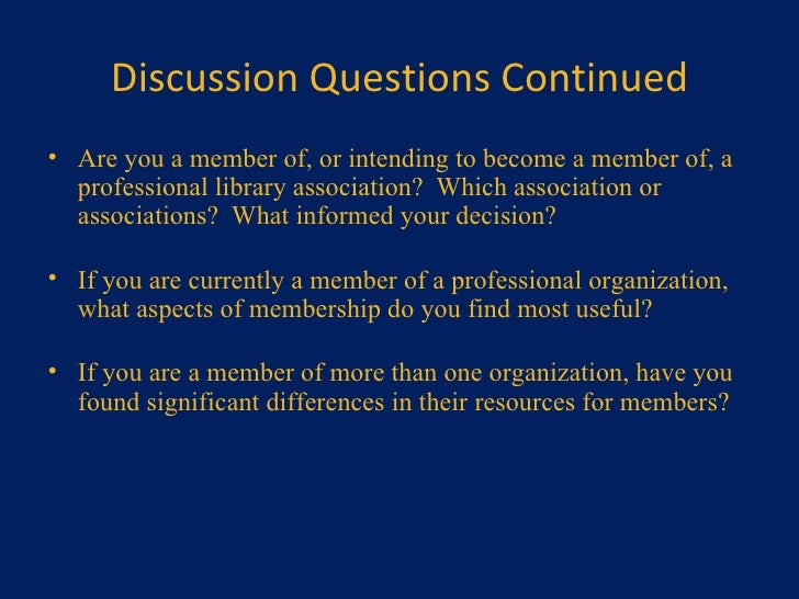 professional organizations or associations