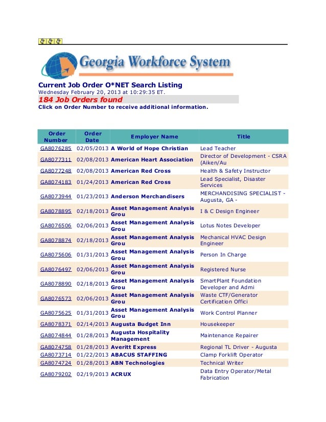 Job Listing Augusta Career Center February 13 Job Listing Augusta Career Center February 13