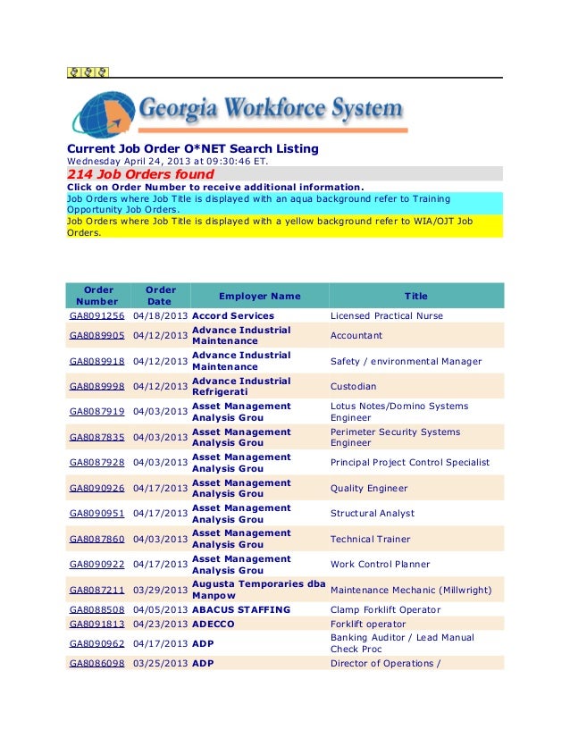 Augusta Area Job Listings for April 24, 2013