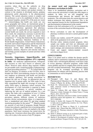 Current Pharmacy Curriculum in India and Need for an Update | PDF