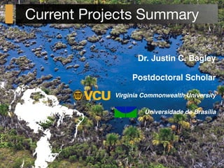 Current Projects Summary
Dr. Justin C. Bagley
Postdoctoral Scholar
Virginia Commonwealth University
Universidade de Brasília
 
