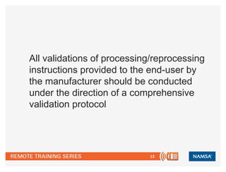 Reprocessing Validation Current Regulatory Thinking In Reprocessing | PPTX