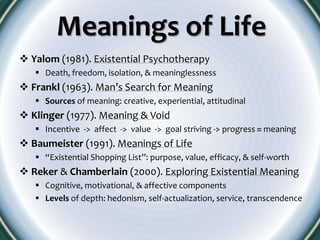 2011 Presentation - Current Research in Existential Psychology | PPTX