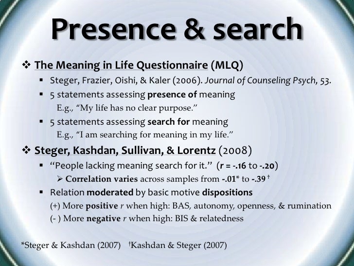 2011 Presentation Current Research In Existential Psychology