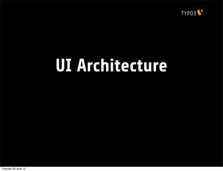 UI Architecture




Tuesday 26 June 12
 