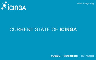 www.icinga.org
#OSMC – Nuremberg – 11/17/2015
CURRENT STATE OF ICINGA
 