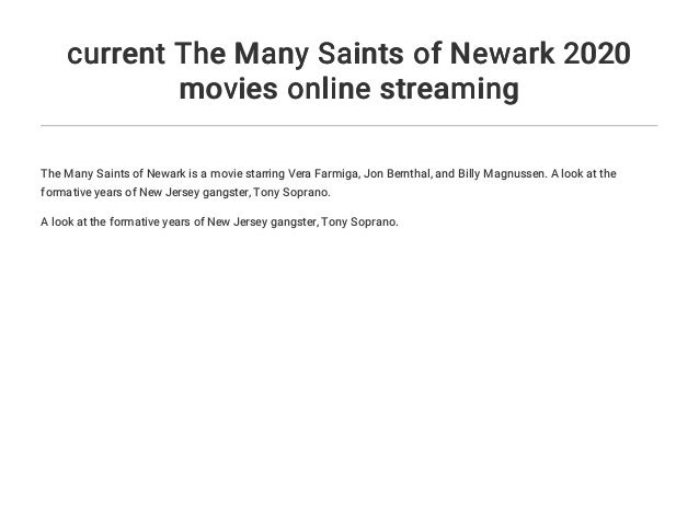 current The Many Saints of Newark 2020 movies online streaming