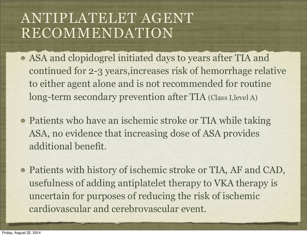 Current treatment of transient ischemic attack